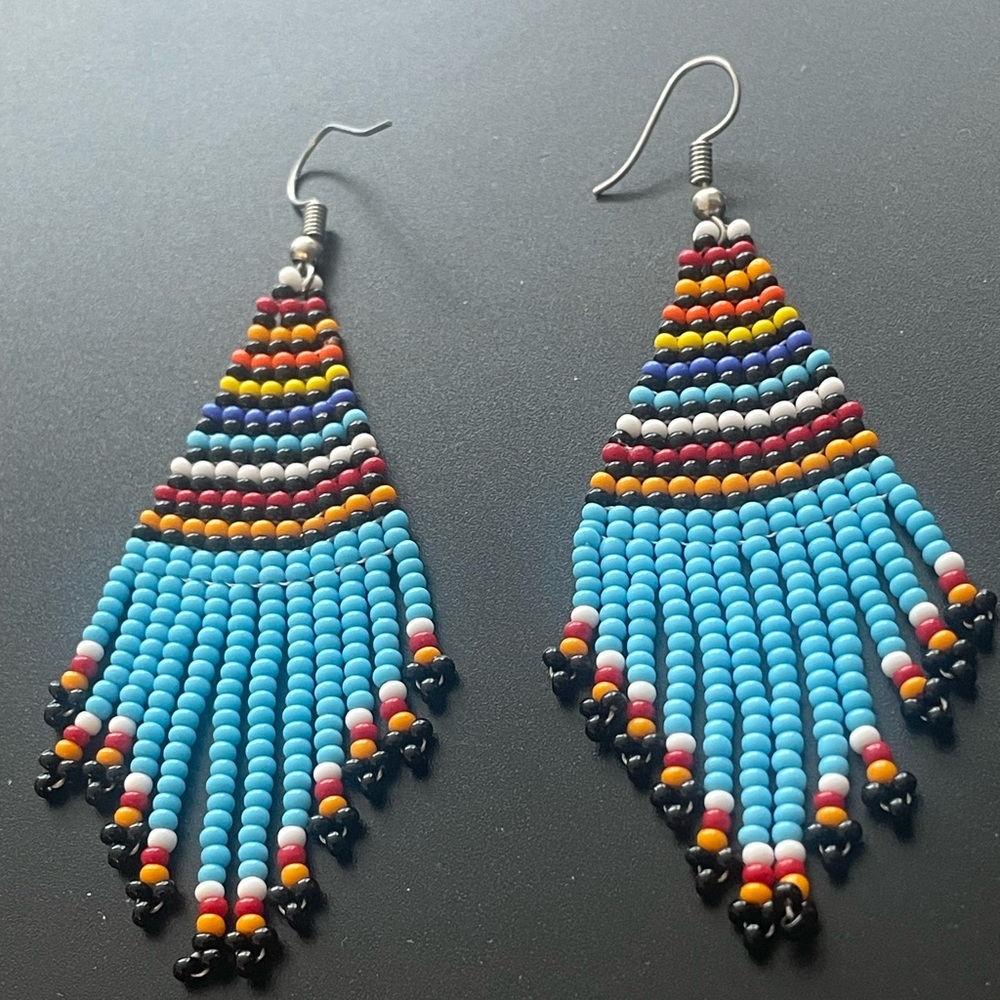African Artisan made colourful beaded earrings